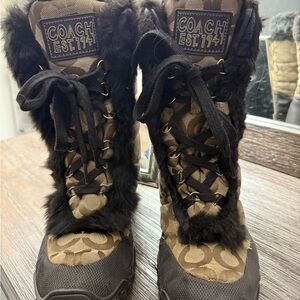 Vintage Coach Rabbit Fur Signature Winter Boots – 2008/2009